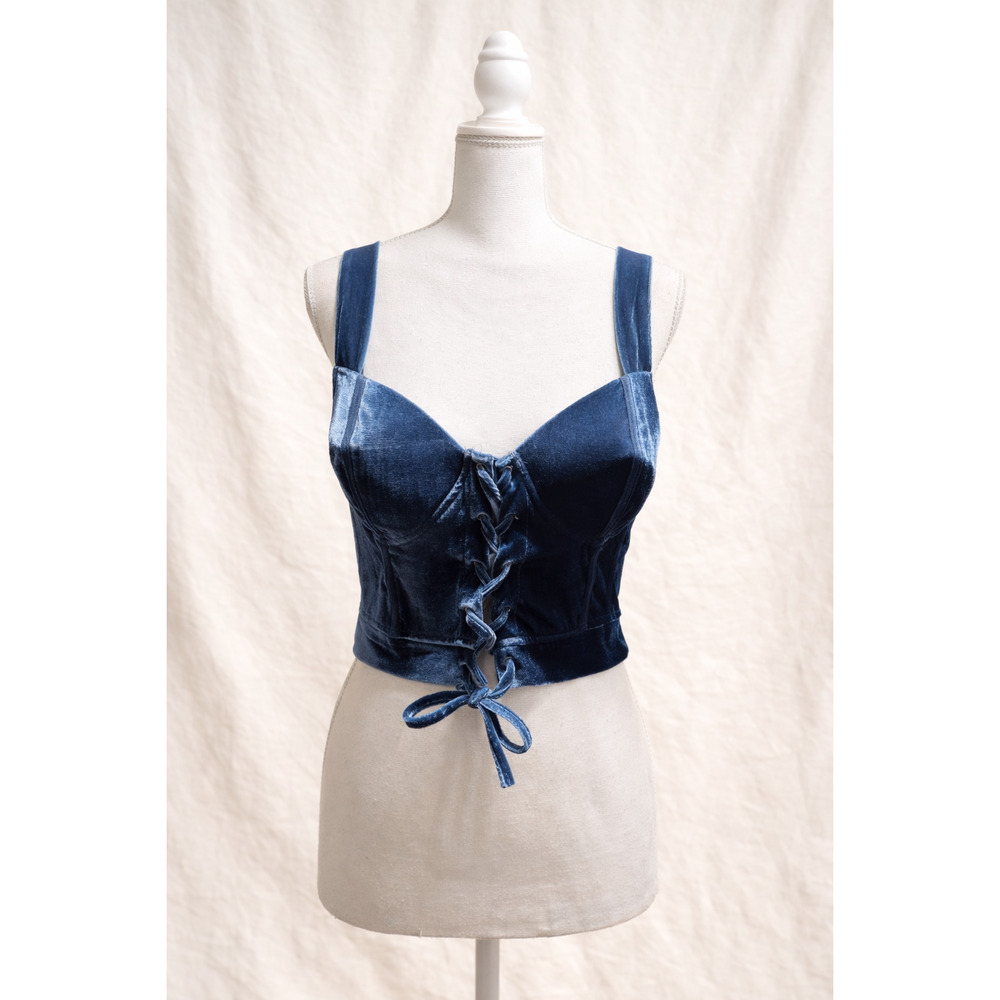 Haute Monde Velvet Corset L Jewel Teal Whimsigoth Gothic Fairy Lace Up Bustier